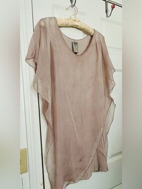 Sheer Blush Pink Very Flattering Flowing Women's Top Fairycore
